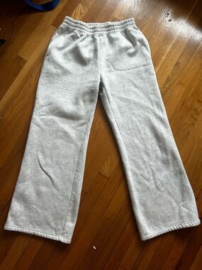 Cozy Light Gray Wide Leg Sweatpants
